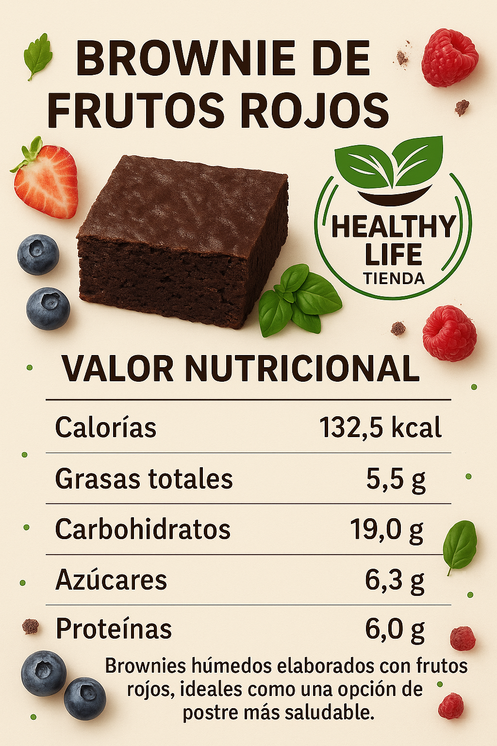 Brownie de Frutos Rojos